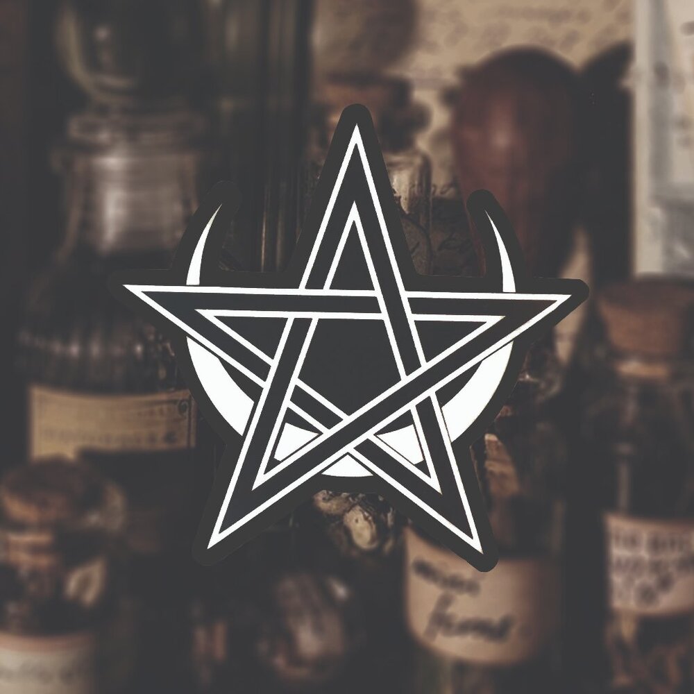 Handcrafted Sticker Moon & Pentagram Magic Witchy Wiccan Goddess Women
